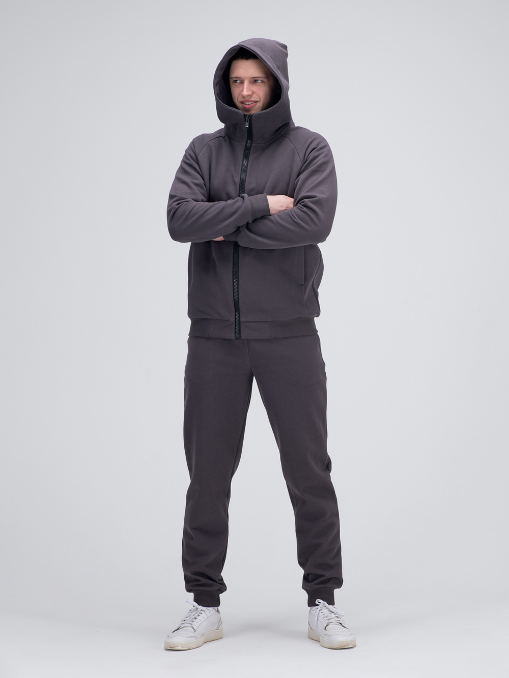 Костюм мужской спортивный на молнии (с начесом). Графит