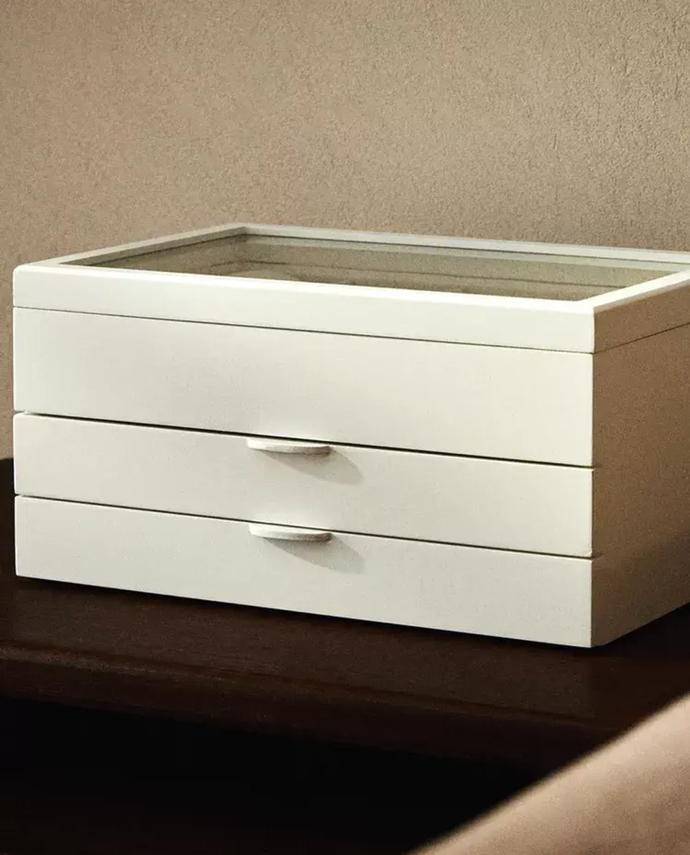 ZARA HOME ЛАКИРОВАННАЯ ШКАТУЛКА ДЛЯ УКРАШЕНИЙ С ВЫДВИЖНЫМИ ЯЩИКАМИ, БЕЛЫЙ
