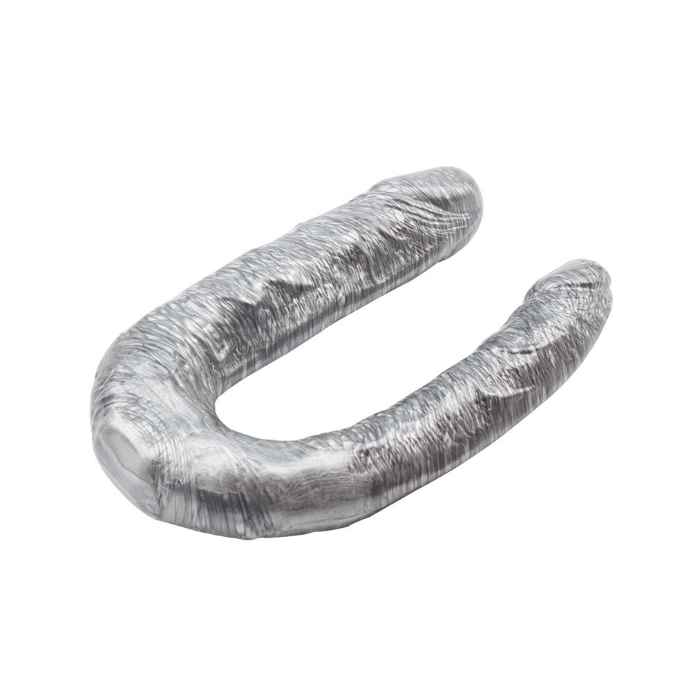 Серебристый двусторонний фаллоимитатор Dixie Normous - 34 см. (Цвет: серебристый)