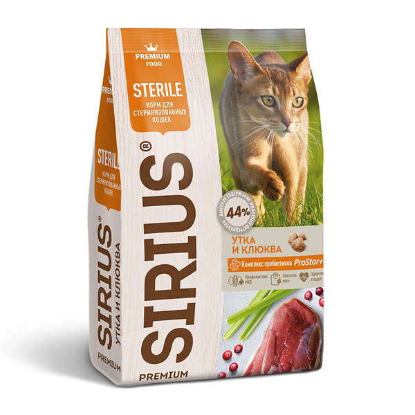 Сухой корм Sirius "Утка и клюква" для стерилизованных кошек 400 г (Сириус)