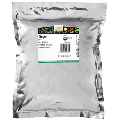 Frontier Co-op, органический нарезанный и просеянный корень имбиря, 453 г (16 унций)