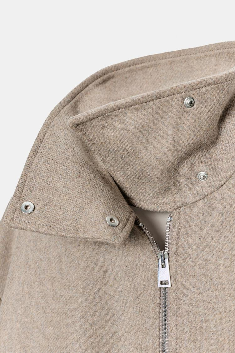 ZARA БОМБЕР ИЗ ШЕРСТИ С ВЫСОКИМ ВОРОТНИКОМ, СВЕТЛЫЙ СЕРО-КОРИЧНЕВЫЙ