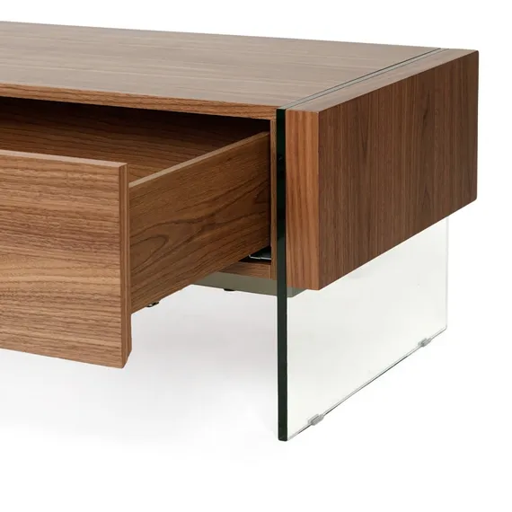 ТВ-тумба Somerset 188х38 см, шпон ореха, стеклянные ножки