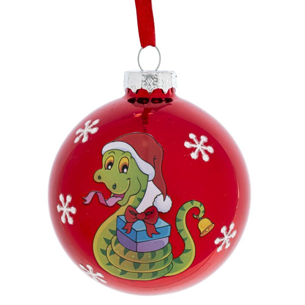 GAEM Украшение новогоднее "Шар со змейкой", D 8 см, L8 W8 H9 см, 3в.