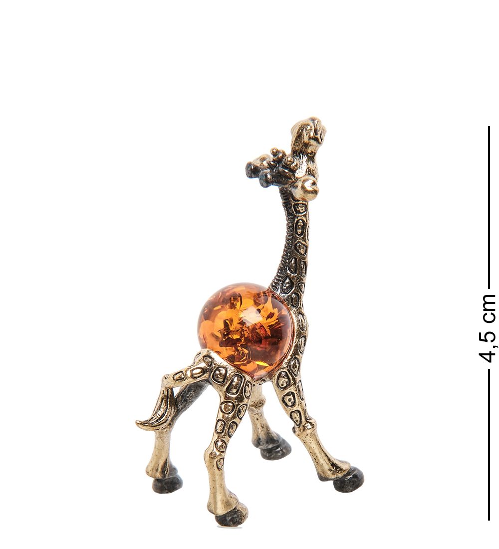 Народные промыслы AM- 295 Фигурка «Жираф» мал. (латунь, янтарь)