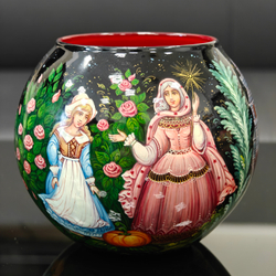 Вазочка с ручной росписью Палех "Золушка"