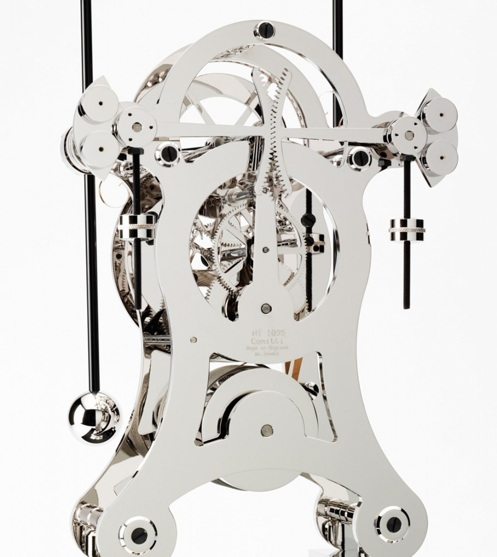 Часы-скелетон настольные Comitti S236S The Rhodium Plated Grasshopper Англия