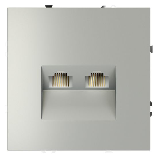 Розетка компьютерная встраиваемая VOLTUM S70 двойная RJ45+RJ45 кат.6, (сталь)