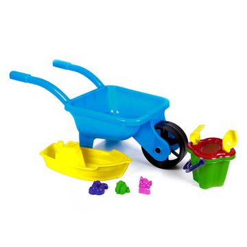 Набор для песка. Тачка, лодочка, ведёрко, сито, лопатка, грабельки, пасочки