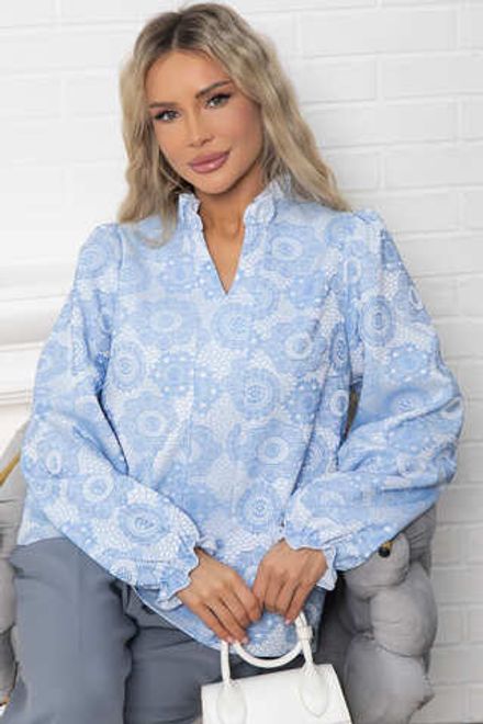 Блуза Доменика (бело-голубая) Б15015-18М LT Collection