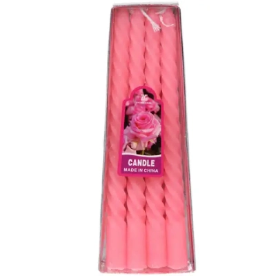Свеча «Валенсия» (набор 4 шт) 20 см, Розовый (с ароматом розы)