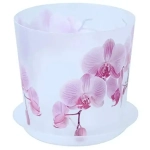 Кашпо ДЕКО D125мм 1,2л с подставкой орхидея белая 0,125,125х0,125м