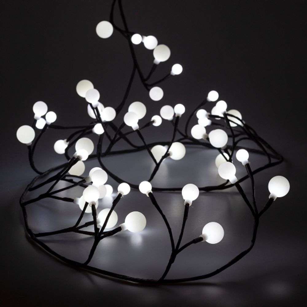 Светодиодная новогодняя гирлянда ЭРА ЕNIG - 24 Жемчужная ветвь, нить, 2,4 м, холодный свет, 72 LED