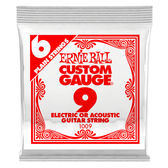 Струна одиночная для акустической и электрогитары ERNIE BALL 1009 Plain Steel .009