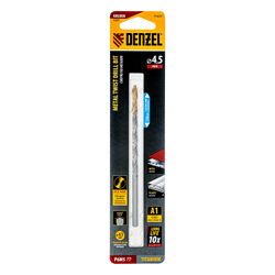 Сверло спиральное по металлу 4,5 х 126 мм, Р6М5, Golden Tip, удлиненное Denzel