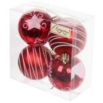 Новогодние шары 6 см (набор 4 шт) «Снежная дымка», Красный