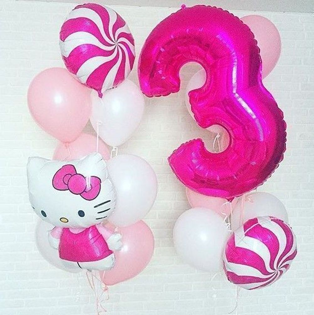 Шар (40"/102 см) Цифра, 3, Фуше, в упаковке