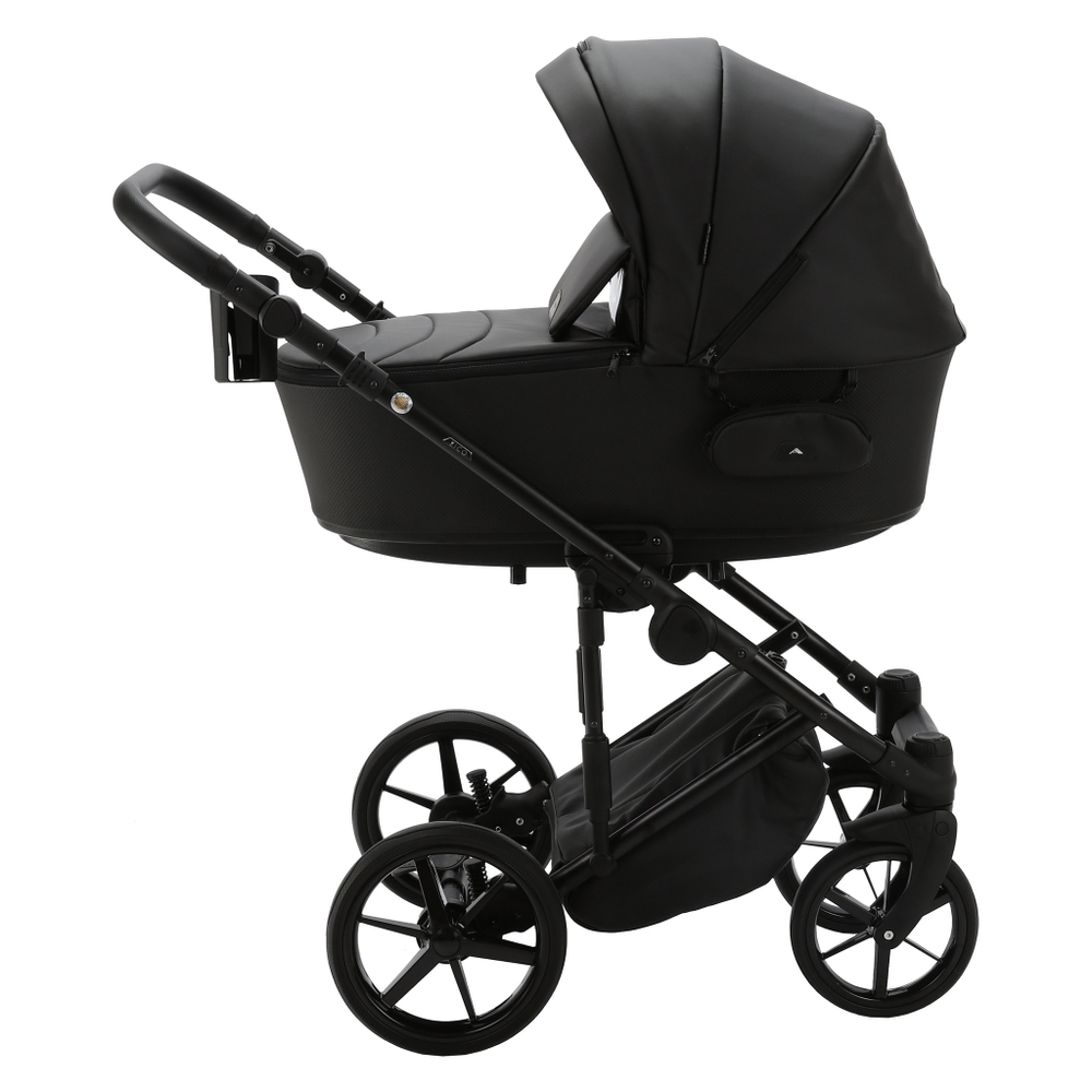 Детская универсальная коляска Adamex ZICO Deluxe Z-SA2 (3в1) - Черная экокожа