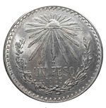 1 песо. Мексика. 1943 год. Серебро. AU