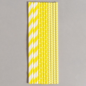 Трубочки бумажные Желтый микс 20 см 12 шт.