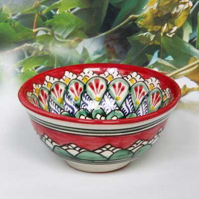 Пиала большая 11*5,5см красная Риштанская Керамика