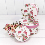 Коробка 21х11.5 см Набор 3 шт "Фламинго с цветами" (Белый)