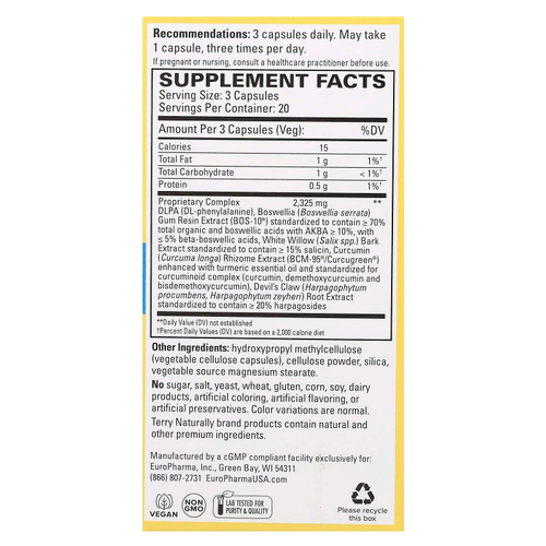 Terry Naturally, Curamin, средство для боли в пояснице, 60 капсул