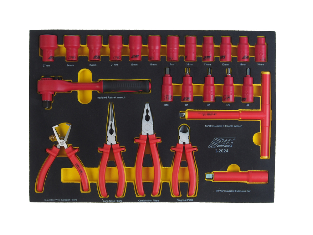 Набор инструментов 100 предметов изолированных (4 мягких ложемента) JTC