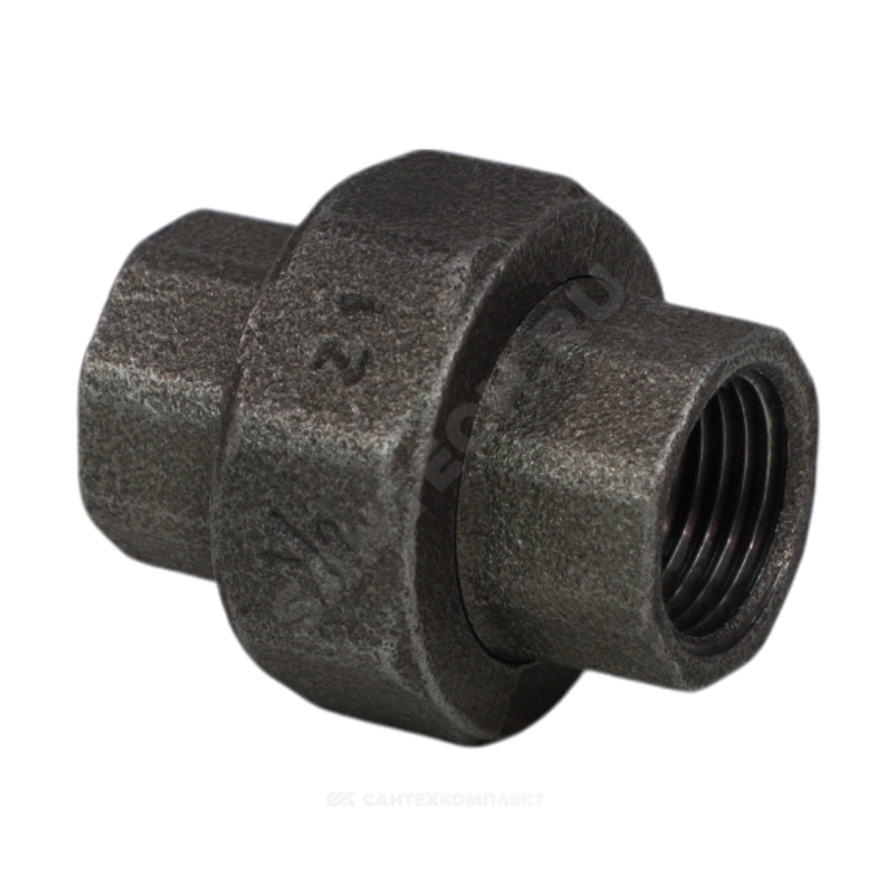 Соединитель прямой американка чугун Ду 15 (1/2") ВР/ВР конусный Fittex PLUS