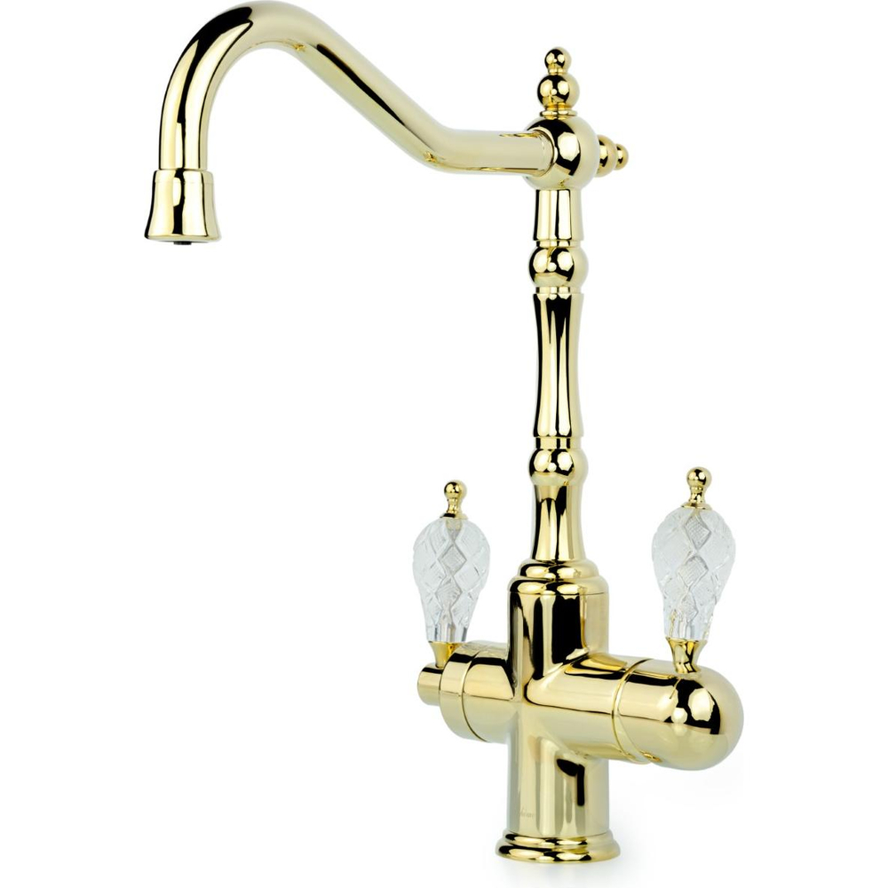 Смеситель для кухни Boheme TRADIZIONALE ORO 112-CRST Золото, с ручками CRYSTAL