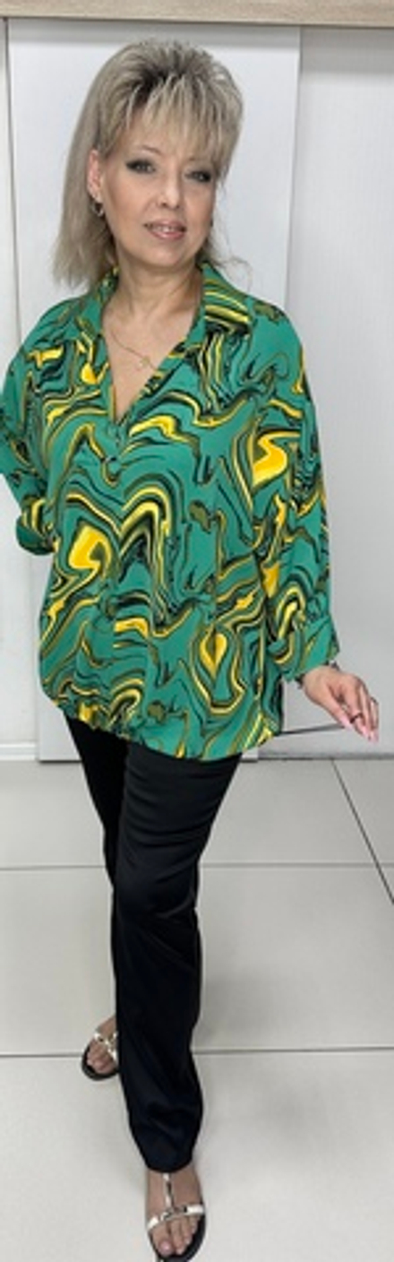 Блузон-туника поло с кулиской на большие размеры