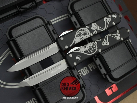 Ножи Microtech Ultratech Death Card Tanto T/E (Левый) + Standard S/E (Правый) "Memento Mori" А+++ - комплект 2 ножа