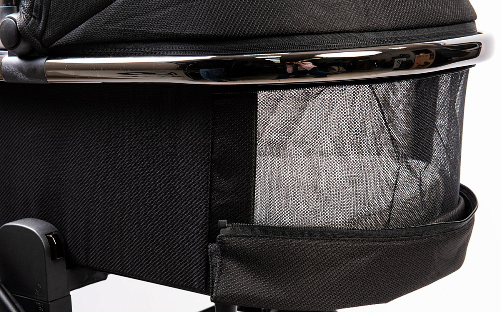 Детская коляска Peppy Tecla 3 в 1 с автокреслом First black Shadow Black Chrome Edition (Черный)