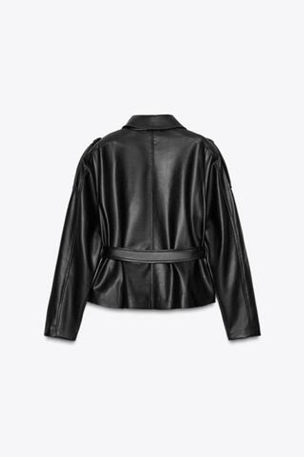 ZARA КОРОТКИЙ ТРЕНЧ ИЗ ИСКУССТВЕННОЙ КОЖИ, ЧЕРНЫЙ