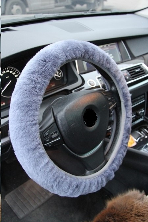 Оплетка руля иск. мех универ. серая (FAST STREAM)