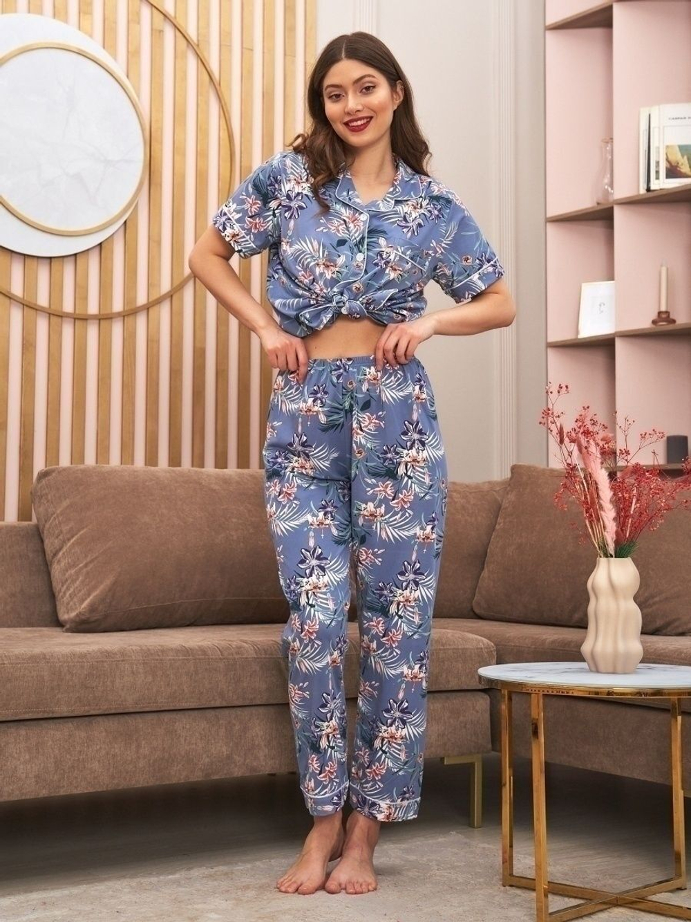 Пижама штаны и рубашка к/р 2052-2