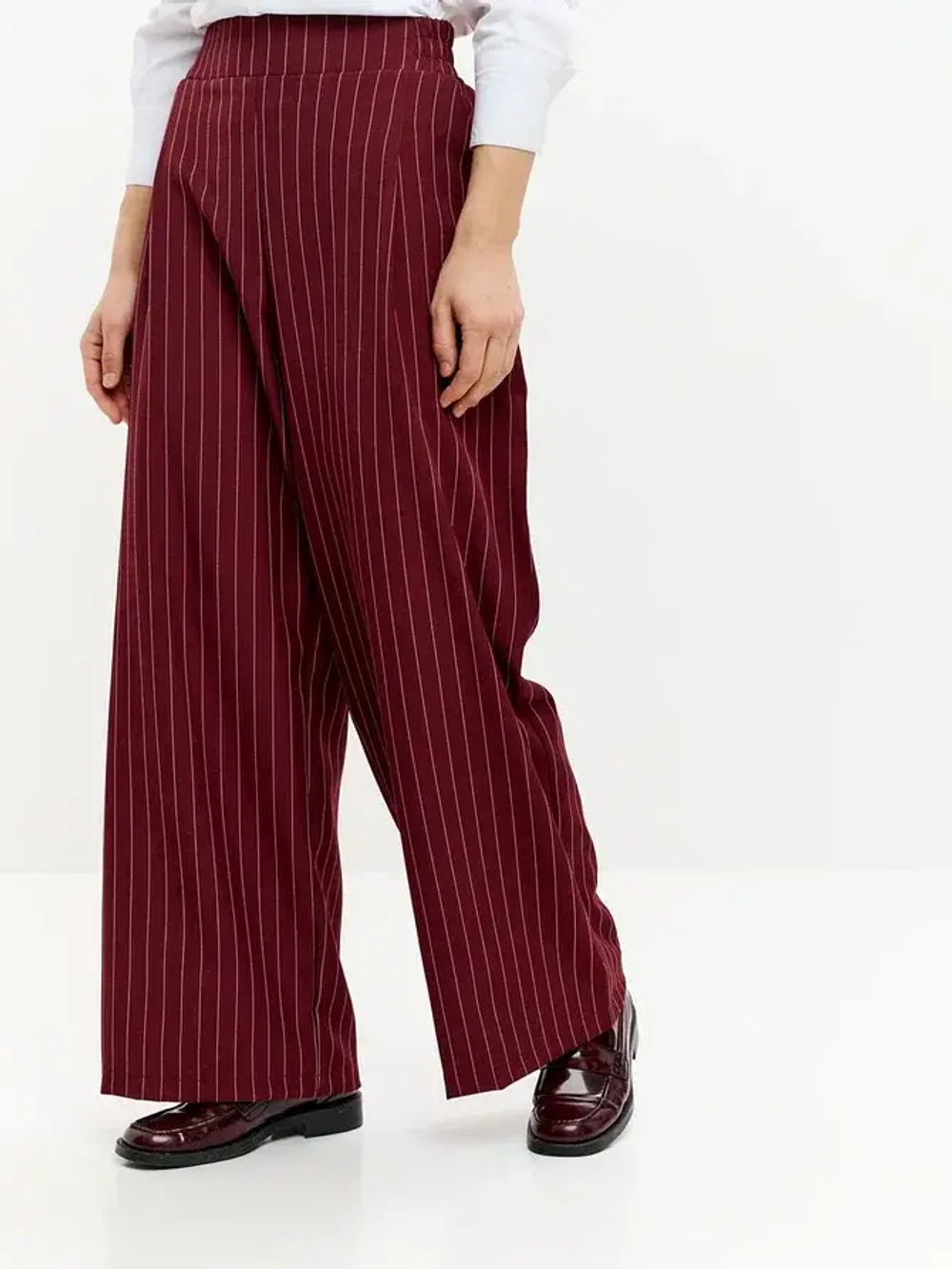 Брюки палаццо на резинке осенние бордовый