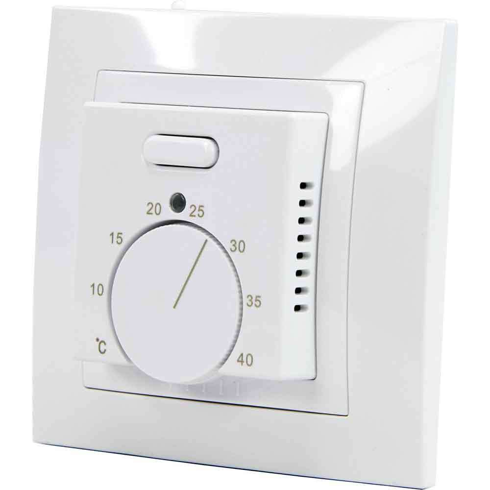 Thermostat de chauffage au sol Elephant T03SM, matériau du corps - plastique, couleur - blanc, commande manuelle