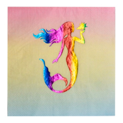 Салфетка-Русалка-радужн-фольг-33см-6шт