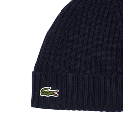 Шапка зимняя  Lacoste Unisex Ribbed Wool Beanie - navy blue