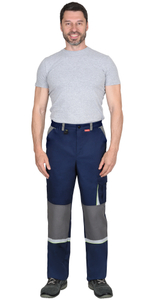 Костюм СИРИУС-СТАН куртка, брюки, синий со средне-серым и лимонной отделкой