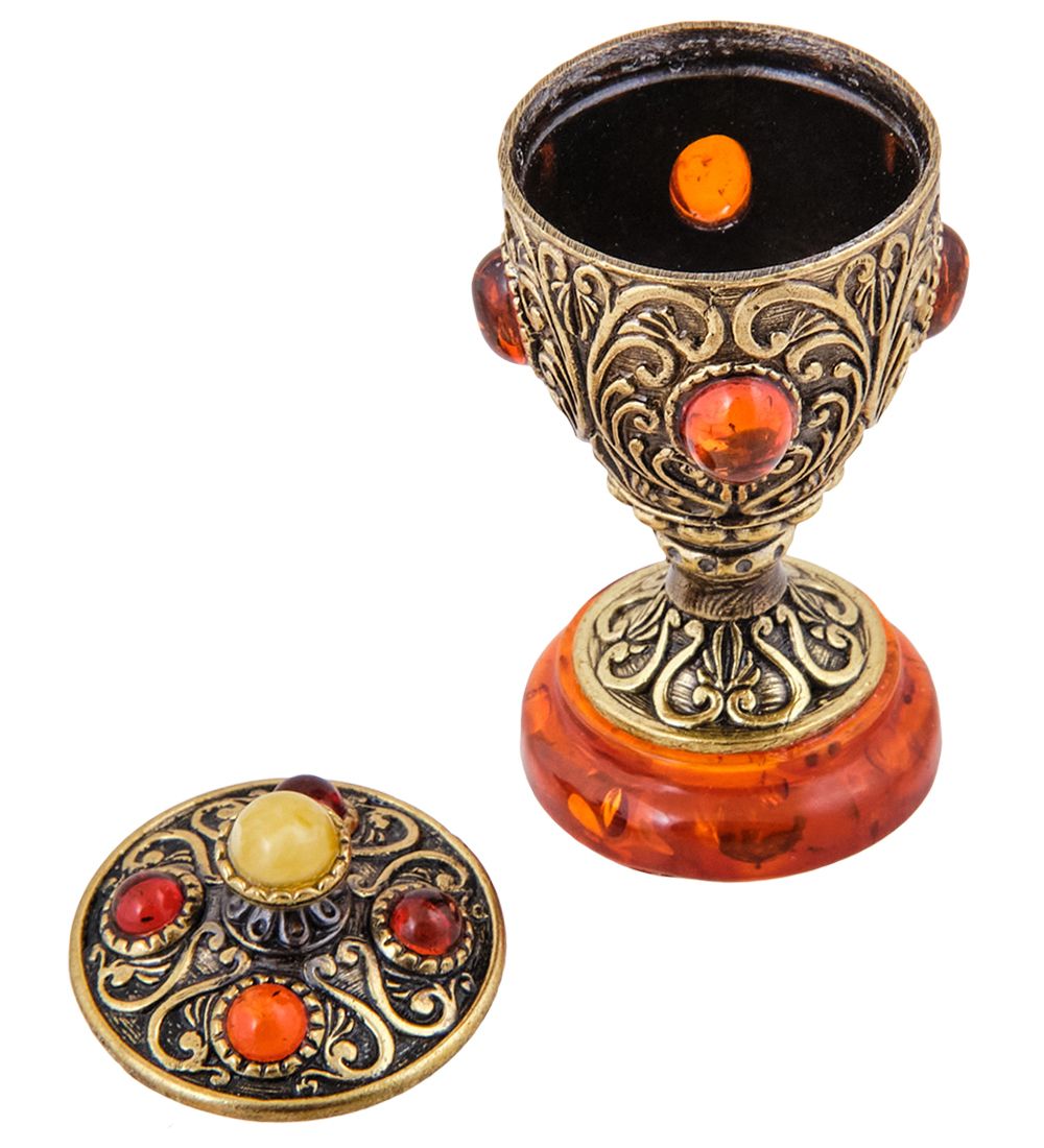 Народные промыслы AM-3784 Шкатулка «Грааль» (латунь, янтарь)