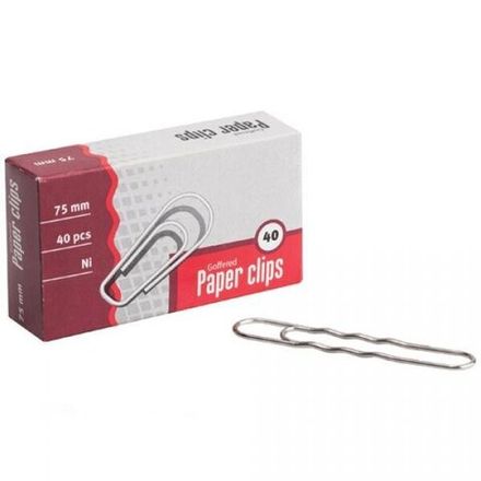 Скрепки канцелярские 70мм, 40шт, гофрированные, оцинкованные, Глобус, картон. упак.