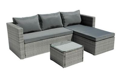 Набор мебели Окланд арт.GS004 серый, серый 1 уп. (стол стекло+2 дивана ротанг серый, подушки серые) "Garden story"