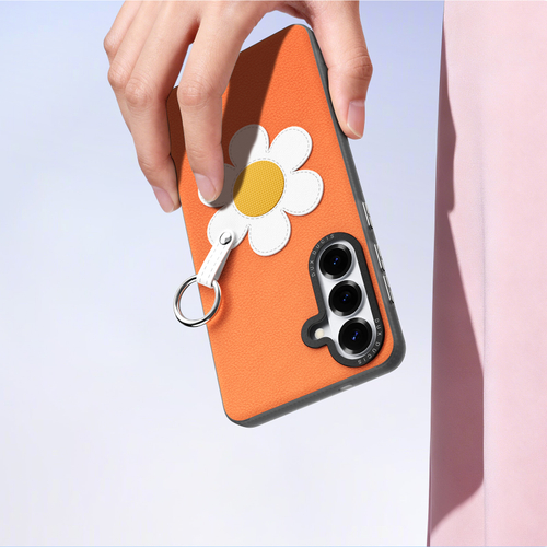 Чехол оранжевого цвета (Daisy Edition) для Samsung Galaxy S26, серия Luvy Series Case (со съемным ремешком) от Dux Ducis