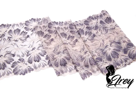 03-213 Кружево эластичное 23 см, пион/тауп