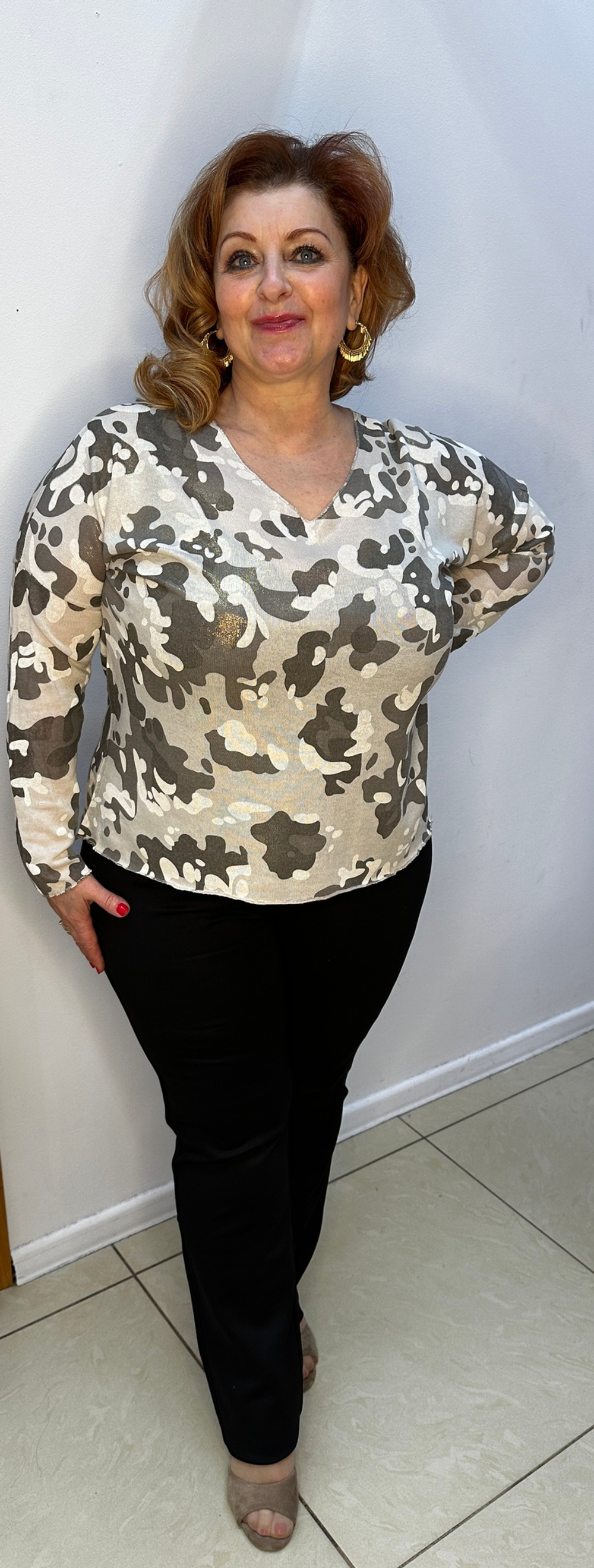 Итальянский блузон с блестящим накатом