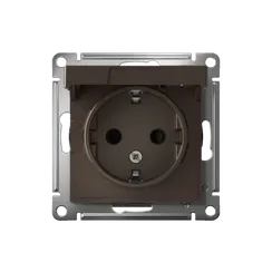 Розетка 1-м СП AtlasDesign 16А IP20 с заземл. защ. шторки с крышкой механизм мокко SE ATN000646