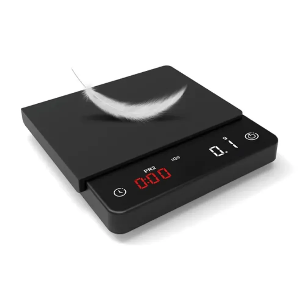 Весы кофейные портативные черные 0,1-2000гр 9,6*10,1 см h2 см USB зарядка P.L. Barbossa