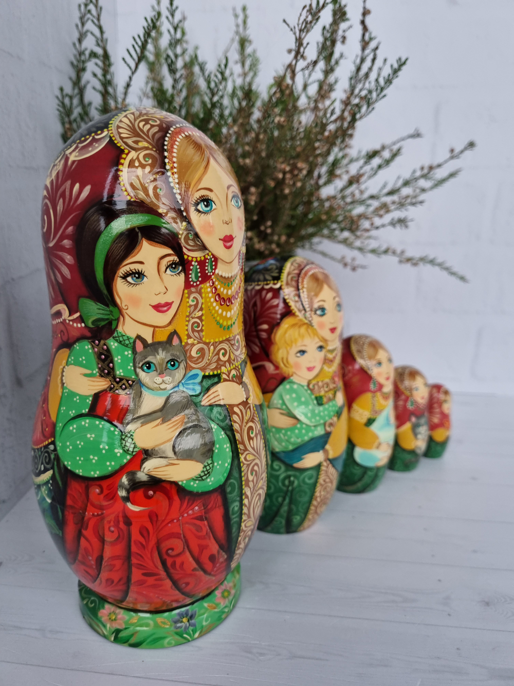 Матрешка "Кошки в лукошке" 5 мест